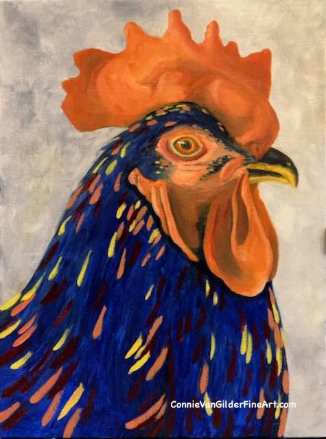 Orange and Blue Rooster